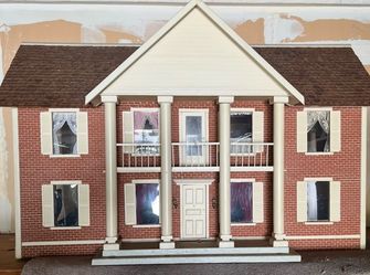 Large Two-Story Brick Dollhouse