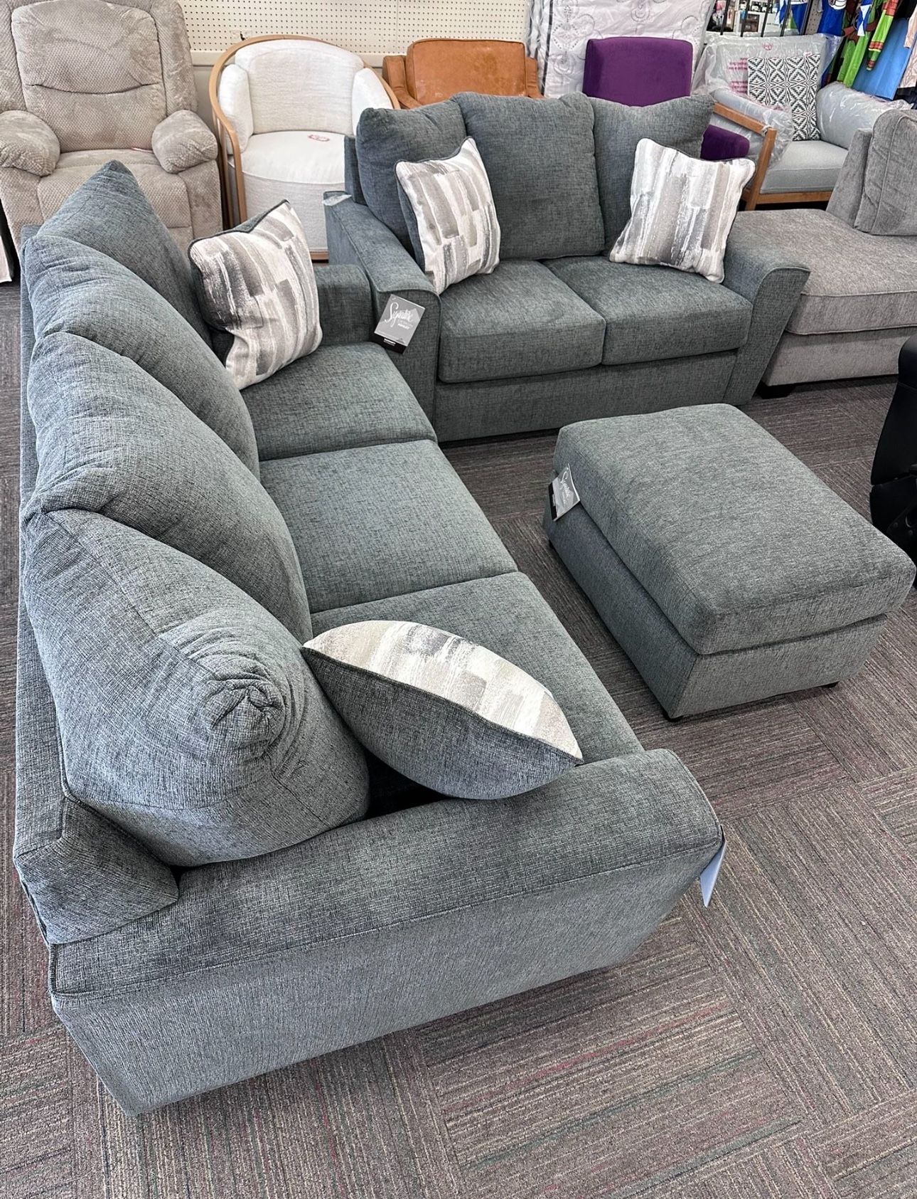 Brand New Living Room Set, Sofa, Loveseat, Ottoman, Pay Down, Take now with Finance