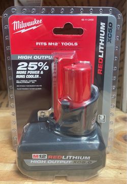Milwaukee M12 REDLITHIUM High Output XC5.0 Battery Pack (Model 48-11-2450). New in case.