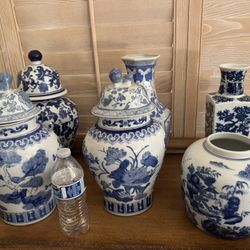 Vintage Chinese Blue White Porcelain Vase $50 Each 