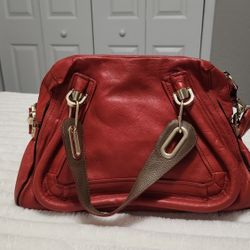 Tri Color Brand Name Shoulder Bag