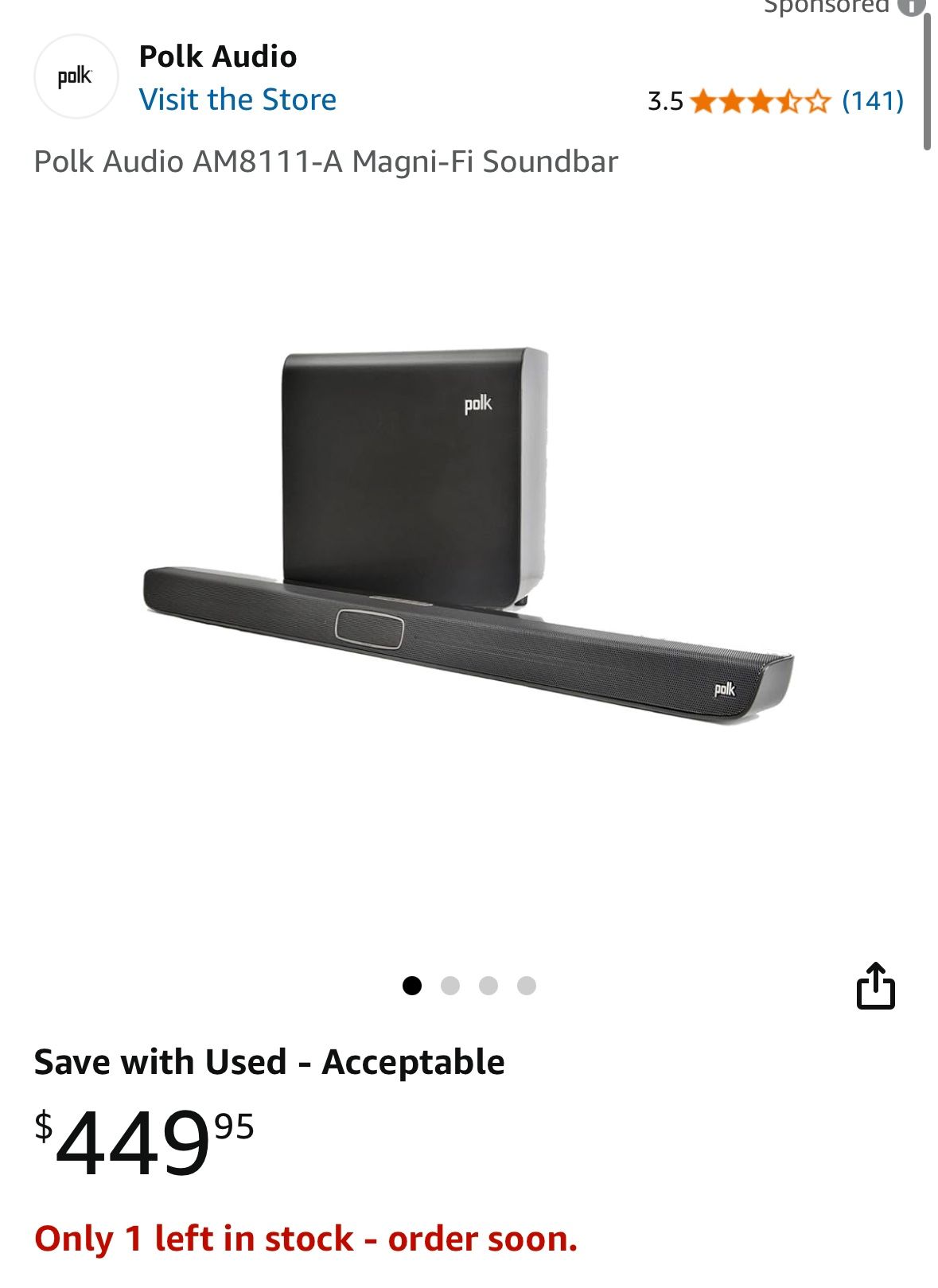 Polk Audio Subwoofer And Soundbar
