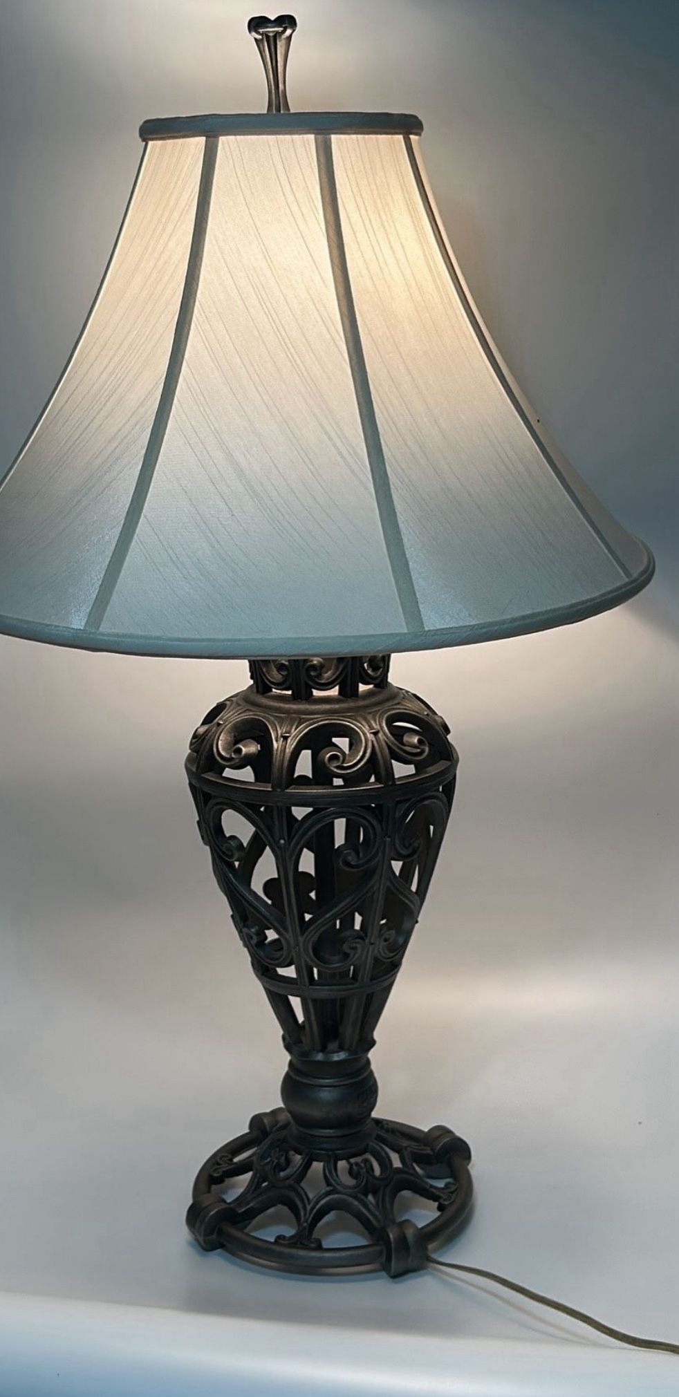 Furniture Lamp Metal  Metallic With Cream Shade 