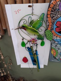 Colorful hummingbird wind chime