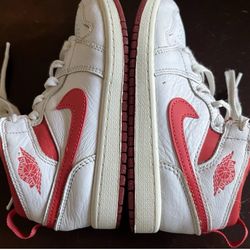 Nike Air Jordan Shoes Mid SE White & Red Sneakers Size 13C Kids