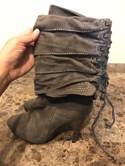 Suede charcoal grey boots size 8