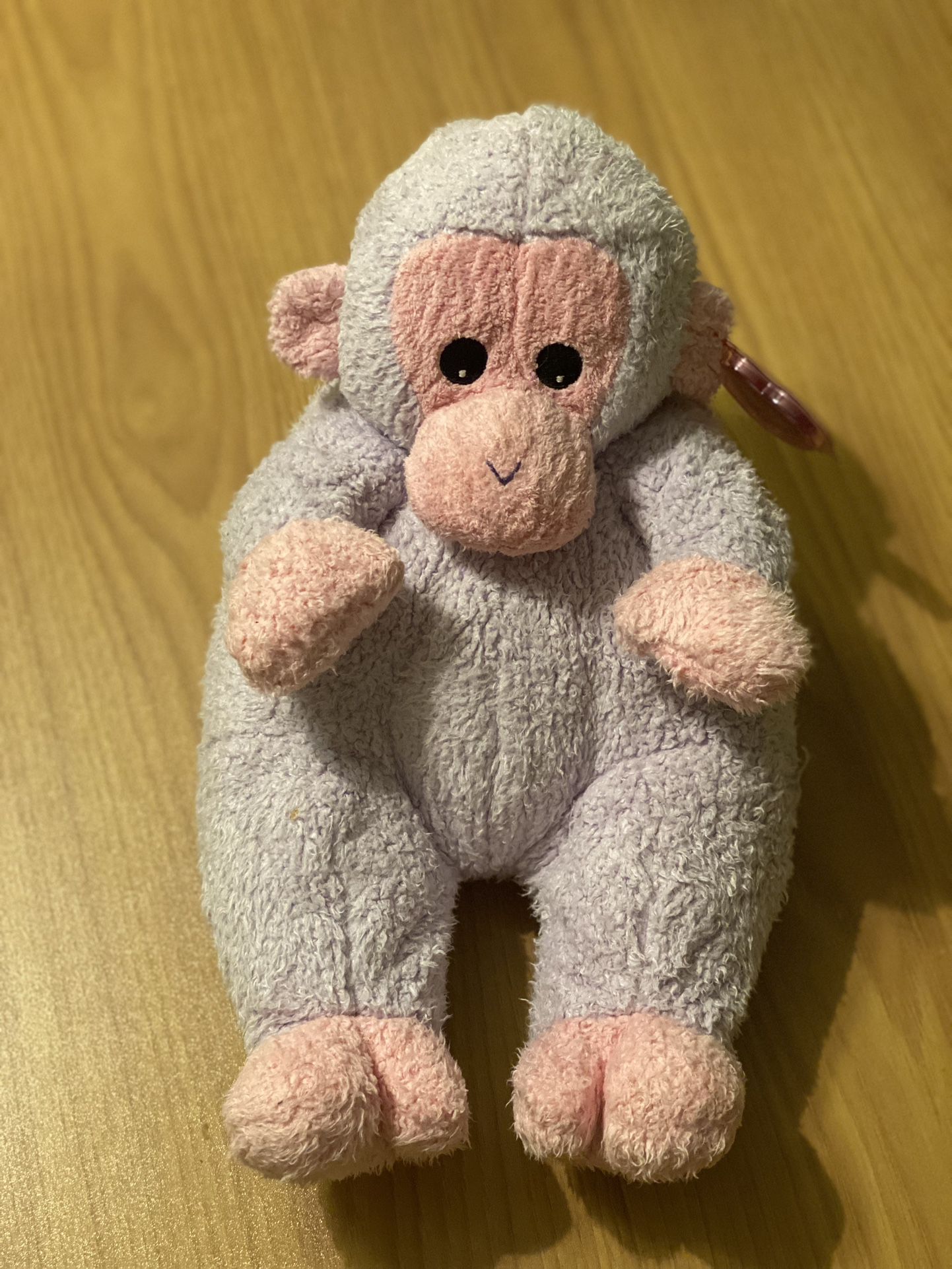 VINTAGE 13” 1999 Ty Baby Monkey Purple Pink Rattle Plush Soft Monkey Baby w/tag