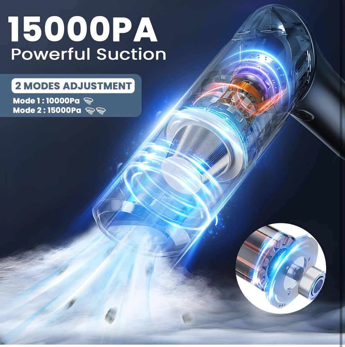 New In Box Handheld car Vacuum Cordless,Rechargeable 15000Pa High Power with Brushless Motor,Mini Portable Vacuum Cleaner for Car Home Cleanning
