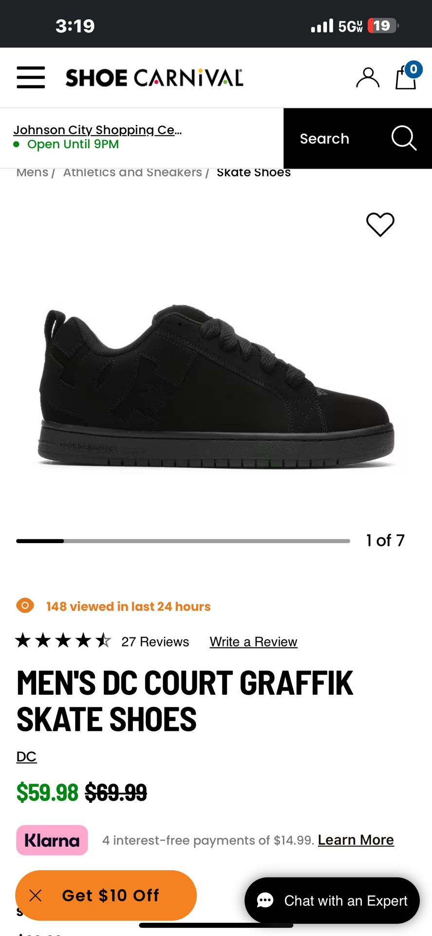 Black Size 11 Men Graffik Court Skate Shoes 