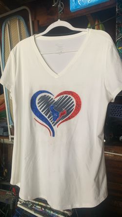 2x White Texans T With Earrings To Match