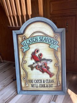U Catch Seafood Decorative Wall Sign