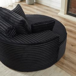 55'L Corduroy Sponge single sofa,No Assembly Required,Fluffy Modern Sleeper Chair for Living room, Bedroom, Lounge and Projection Room(Not a swivel ch