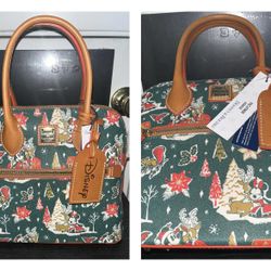 DISNEY Dooney & Bourke Mickey & Minnie Christmas Satchel Bag  + Matching Ears (NWT) 