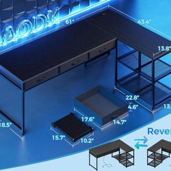 61 Inch Black Desk