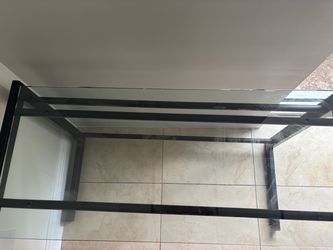 Glass Top Table with Black Metal Frame