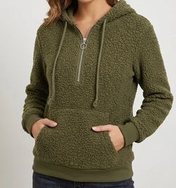 Women’s Green fuzzy half-zip hoodie Size XS