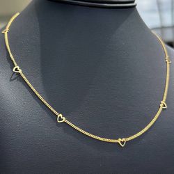 Jewelry 18k yellow gold heart necklace chain 18.00" 1.45mm width