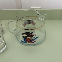 13 Piece West VA Glass Pitcher And 12 Glass Cups 