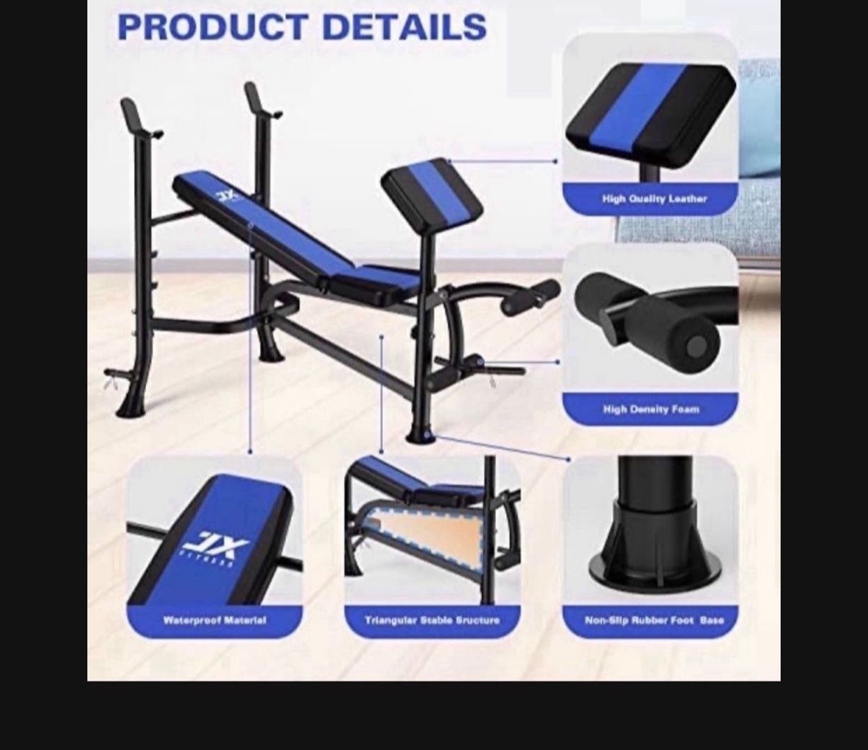 Olympic Weight Bench with Rack , Bench Press Rack with Leg Extension, Preacher Curl, and Weight Storage for Home Gym Weight Lifting and Strength Train