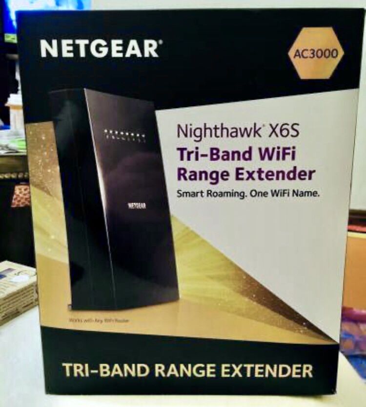 NETGEAR - Nighthawk Mesh X6S Tri-Band WiFi Mesh Extender, Seamless Roaming, One WiFi Name, Works with any WiFi Router (EX8000) - Black