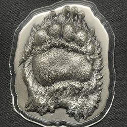 2023 South Korea Record of the Nature Bear Paw 2oz Silver Antiqued Stacker