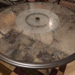 52 INCH  Glass Table With Glass  Turntable 2 Chairs WITH Foot Rest BRAND NEW  Never Used 