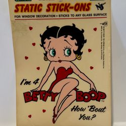 BETTY BOOP static stick-on NWT sexy cartoon 1992 window cling Max Fleischer OG