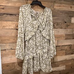 Green Floral Flowy Dress From Anthropologie