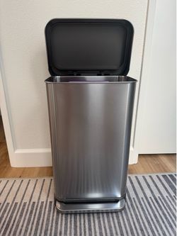 simplehuman 45L Rectangular Step Can with Liner Pocket – Brushed Stainless Steel