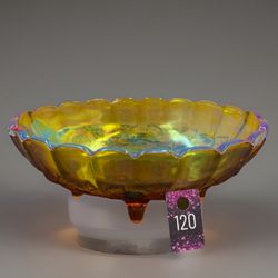 Vintage Indiana Amber Carnival Glass Large Centerpiece Bowl Fruit Pattern