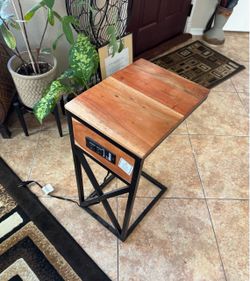 Side table with power outlets