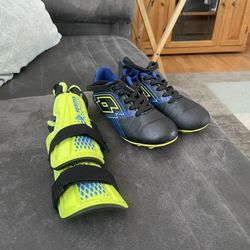 Soccer Futbol Cleats And Shin Guards Size 13