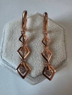 14K 585 Rolled Rose Gold Dangle Earrings
