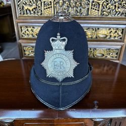 Vintage British Metropolitan Police Custodian Bobby Helmet