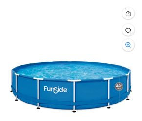 Funsicle Raised Pool with 14 Ft Metal Structure, Includes SkimmerPlus Pump, Round