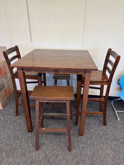 Wooden Bar Top Height Table Set