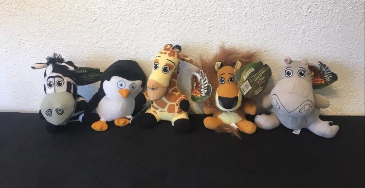 Madagascar Plush Collection New With Tags Lot Of 5 Dreamworks Animation  6” Rare