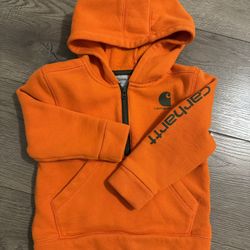 Carhartt Toddler Boys Hoodie Sweatshirt 2T Orange Half Zip – Excellent Condition