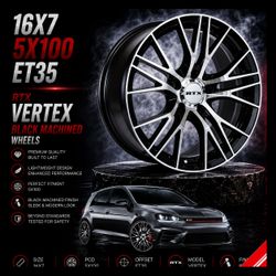 🔥 16x7 5x100 RTX Vertex Black Machined Wheels 🔥