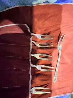 Vintage Sterling Silver Cocktail / Seafood Forks – Set of 6 with Storage Roll