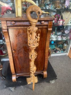Vintage carved wood African walking stick cain home decor