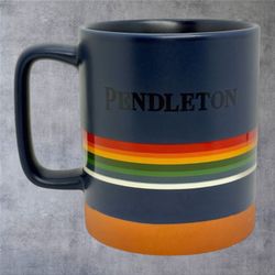 Pendleton National Park Glacier Mug Navy Blue Stripe Stoneware Coffee Cup 18oz
