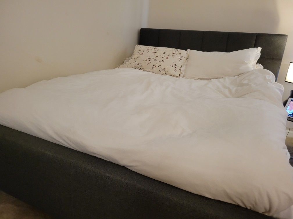 Queen Mattress and Bed Frame (Free Vanity)