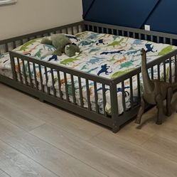 Gray Kids Bed Frame - FULL Size 