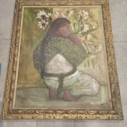 Rosas Amarillas Original Painting by Fabian Framed Southwestern Santa Fe 39x47"