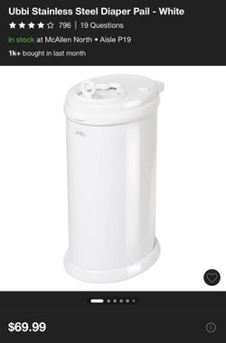 Ubbi Diaper Pail - Stainless Steel $70