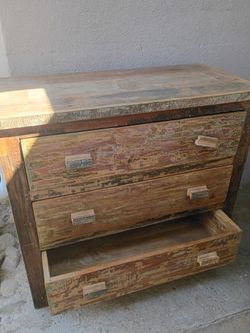 3 Drawer Dresser Wood Rustic Style 
