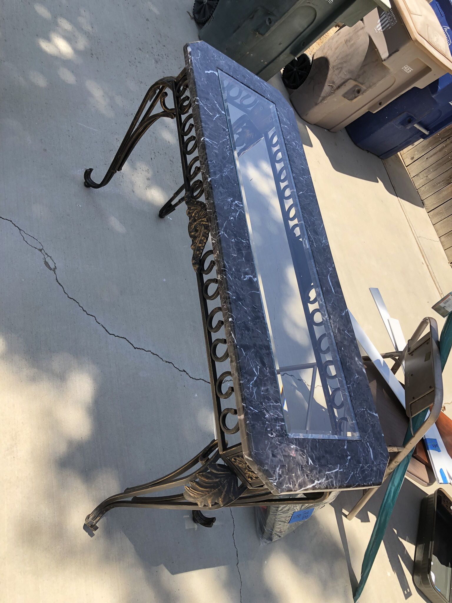Marble Top With Metal Frame Sofa Table