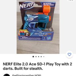 Brand New. NERF Elite 2.0 Ace SD-1 Play Toy with darts. Built for stealth.