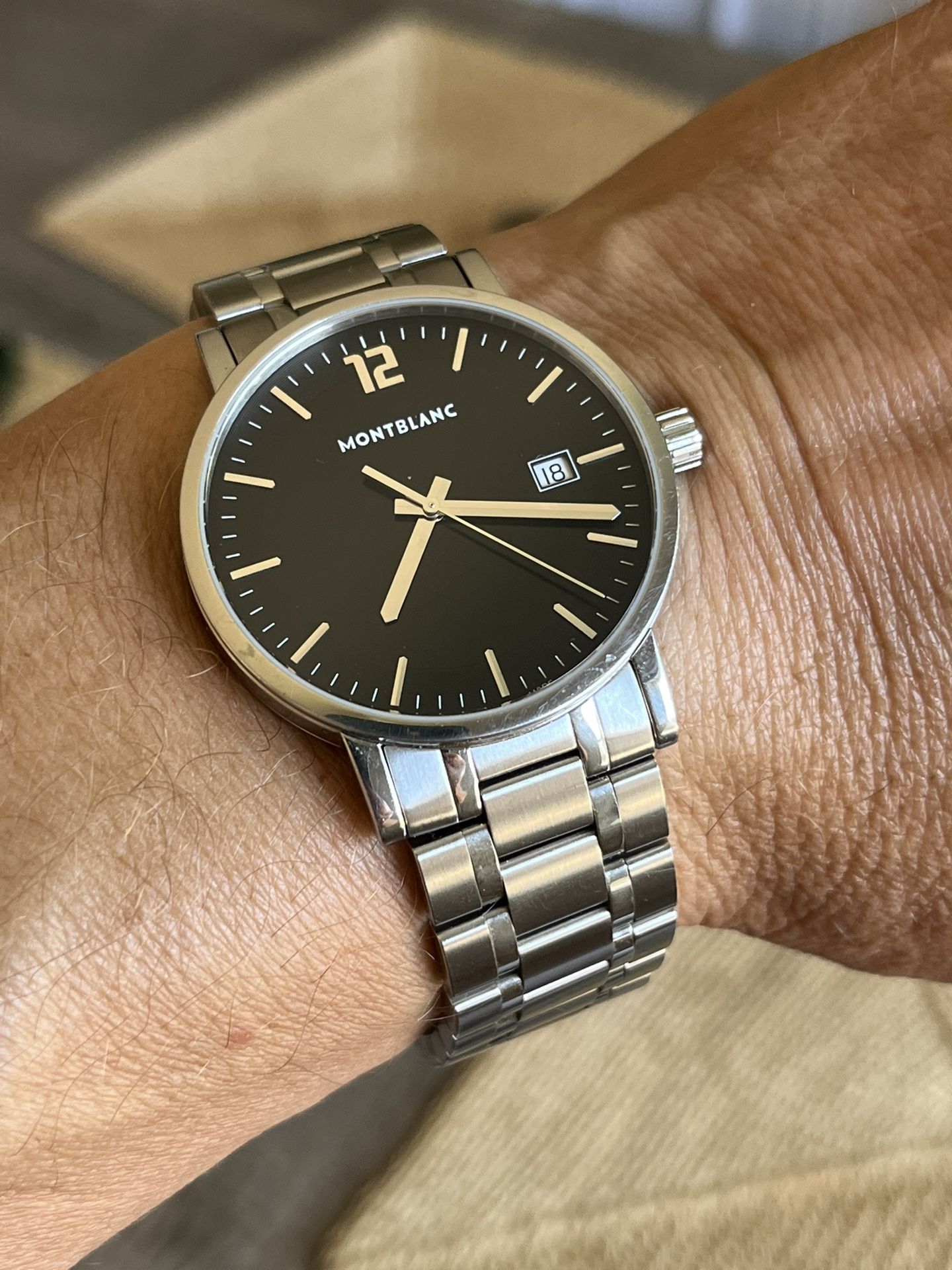 Montblanc Mans Watch Like New Condition Box And Papers Full Bracelet 
